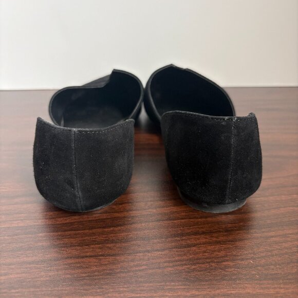 Steve Madden Darian Black Suede Pointed Toe D'Orsay "v" Cut-out Detail Flats 9 - Picture 3 of 8
